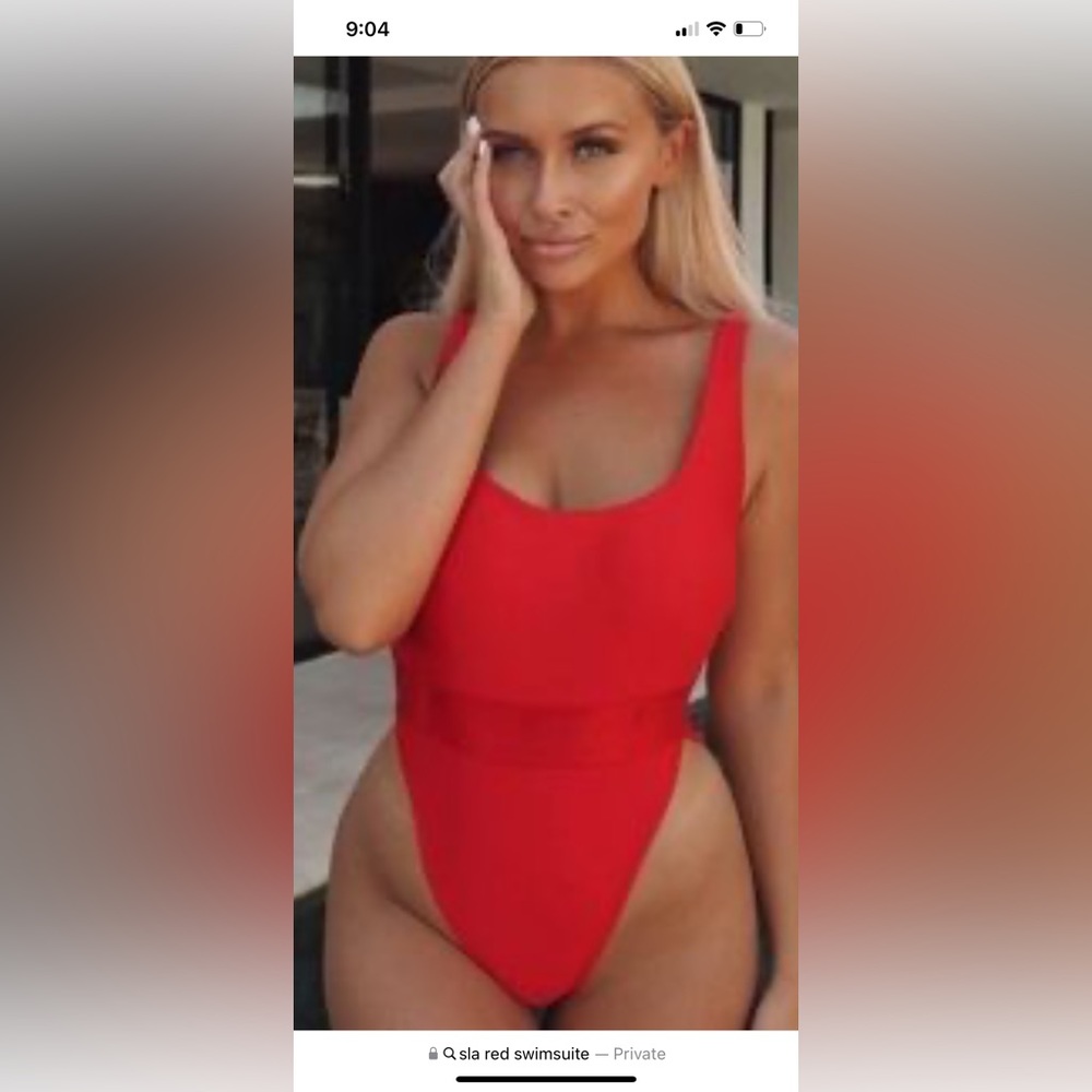 SLA red one piece bathing suit